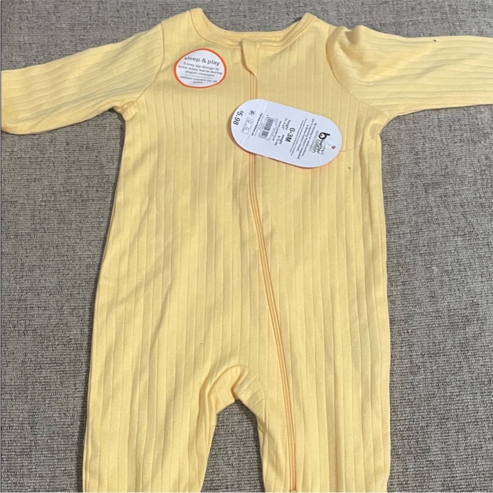Simple Yellow Ribbed Baby Footie
